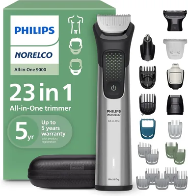 Norelco Philips 9000 Series Trimmer - 23-Piece Kit for Face, Beard & Body
