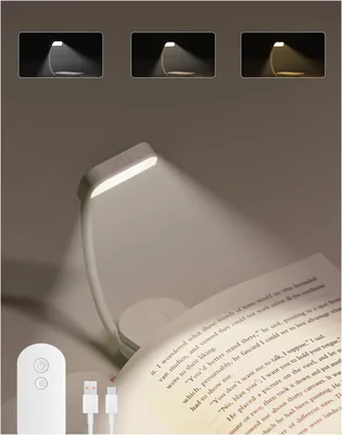 Lámpara de lectura recargable AdalyRoma con clip para libros, 9 LED | Luz de lectura duradera, 3 temperaturas de color y 3 niveles de brillo