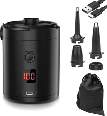 Lytool Pompa Elettrica 5200mAh con Display Digitale, 4 KPa Portatile Rapida 280L/min con 3 Ugelli e Anello per Piscina, Vacuu - Save 14%