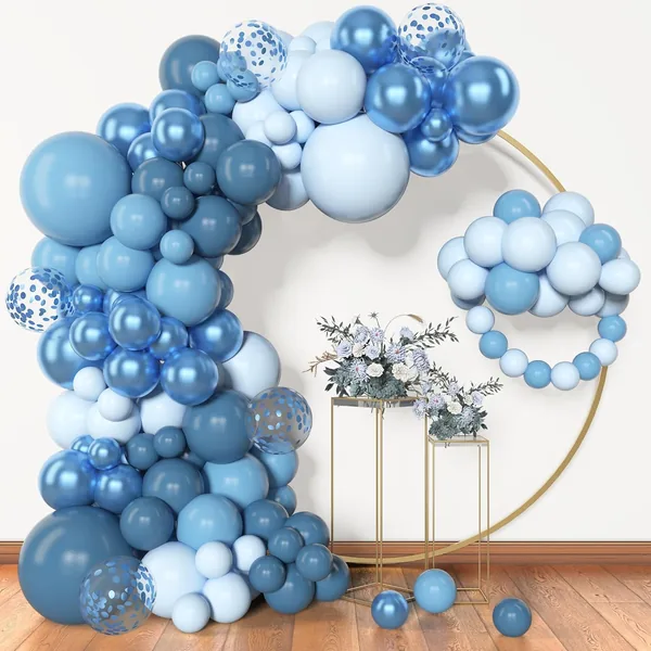BlueCloudy Pack of 153 Balloons Garland Blue Bow Kit