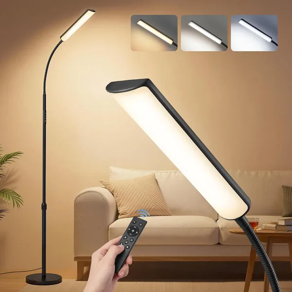 VASAGLE LFL007BD02 Floor Lamp, Adjustable Height 141-175 cm, Modern Floor Lamp 15 W with 360  Flexib