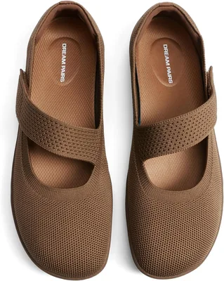 DREAM PAIRS Flats de Mary Jane para Mujer, Ballerinas Anchas Descalzas con Punta Reconde | Tela Elástica Transpirable