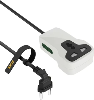 iLOCK Mini Power Strip - 3 منافذ | 2 Schuko + 1 منفذ عالمي (أبيض، 1.5م)