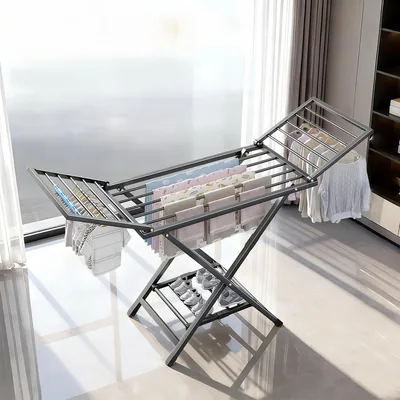 SEECCUB Grey 2-Level Clothes Drying Rack, 180CM Free-Standing