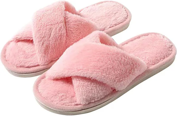 GoodTool Fluffy Winter House Suede Fuzzy Memory Foam Slippers