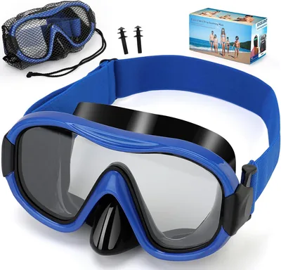 Tauchbrille für Erwachsene mit Stoffgurt, Schwimmbrille für Erwachsene, verstellbarer Silikongurt mit Nase, Tauchbrille