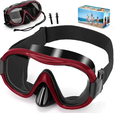 Taucherbrille für Erwachsene mit Stoffgurt, Schwimmbrille Erwachsene, Justierbarer Silikongurt Tauchenbrille mit Nase