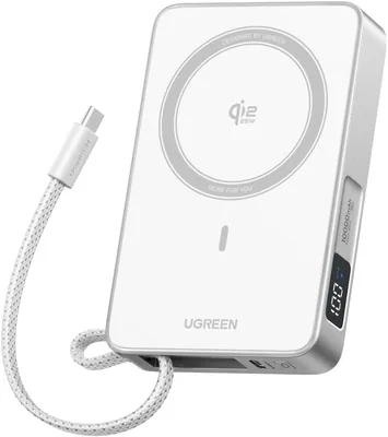 Ugren MagFlow 10000mAh 25W Magnettisk Power Bank med USB-C Kabel och LED-Display - Best Deal