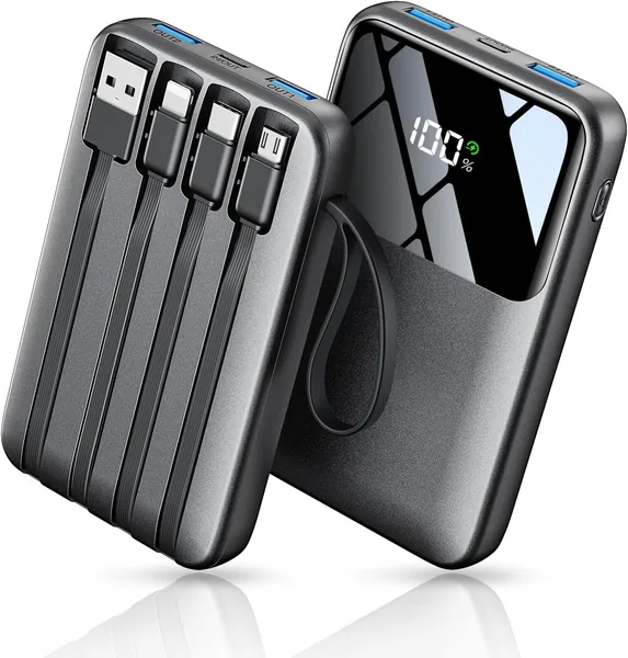 Power Bank Fast Charging, 10000mAh Portable Charger, 22.5W Phone Battery Pack with LED Display, Buil