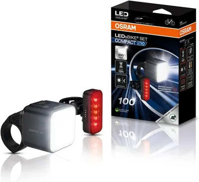 OSRAM LEDsBIKE COMPACT 100 SET - Zestaw akumulatorowych lamp rowerowych z światłem stopu, homologowany StVZO - Najlepsza oferta!