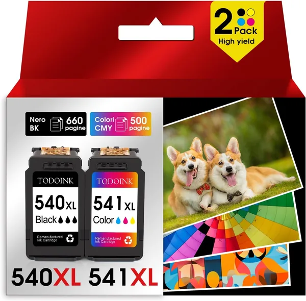 Cartouches d'encre TODOINK PG540XL CL541XL Noir et Couleur pour Canon 540 541 XL - Meilleures Offres