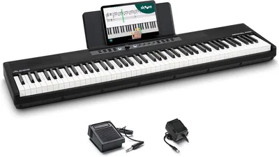 Alesis Recital Pro MKII - Piano Digital de 88 Teclas Contrapesadas con Acción de Martillo, Altavoces, 25 Sonidos, MIDI y Audio