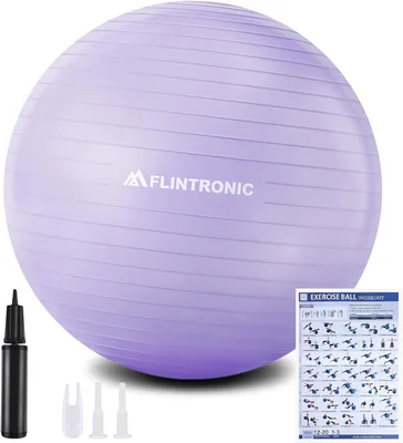 Flintronische Sportbal, Anti-Zweet Yoga Bal, Fitnessbal, 55-65 cm, Extra Dikke Zwitserse Bal met Handpomp voor Yoga, Pink