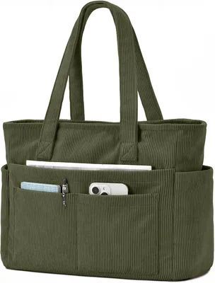 Sac à cordons Oscaurt pour femme - 13 poches grand sac de travail avec compartiment ordinateur portable - Sac pliable tote plage école