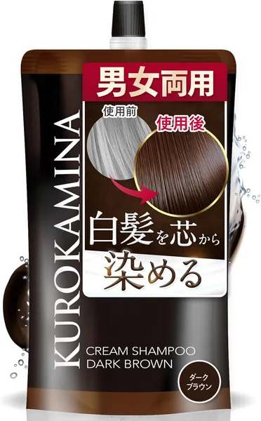 黒カミナ クリームシャンプー 色処理 ボタニカル 敏感肌用 男性女性対応 ダークブラウン 10.6oz (300g) - 37%オフ
