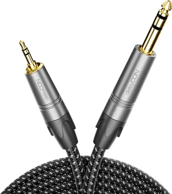 Kabel instrumentalny deleyCON 10m, 6,35 mm na 3,5 mm Jack TRS (Stereo) AUX, jakość studyjna, miedź OFC AWG2