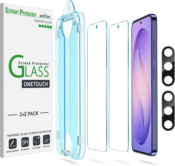 amFilm 2+2 Stukken OneTouch Schermbeschermer voor Samsung Galaxy S26 Ultra 5G, 9H Hardheid, met Camera Lens Bescherming