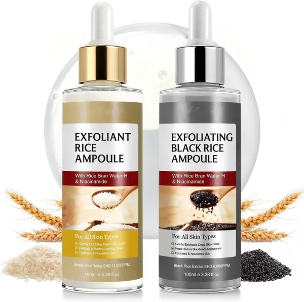 Exfoliant au riz noir et ampoule éclaircissante au riz blanc - Exfoliant facial et corps doux - Peeling coréen