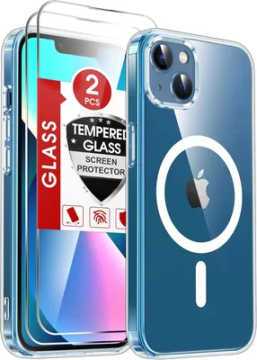Copertina magnetica LeYi per iPhone 13/14 Trasparente, Compatibile con Custodia MagSafe con 2 Vetro temperato, Protezione Camera TPU B - 15% di Sconto