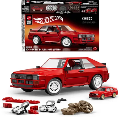 Mattel Brick Shop Hot Wheels Elite Series ’84 Audi Sport Quattro Klocki | Zestaw do samodzielnego montażu, realistyczne szczegóły i wyjątkowy design