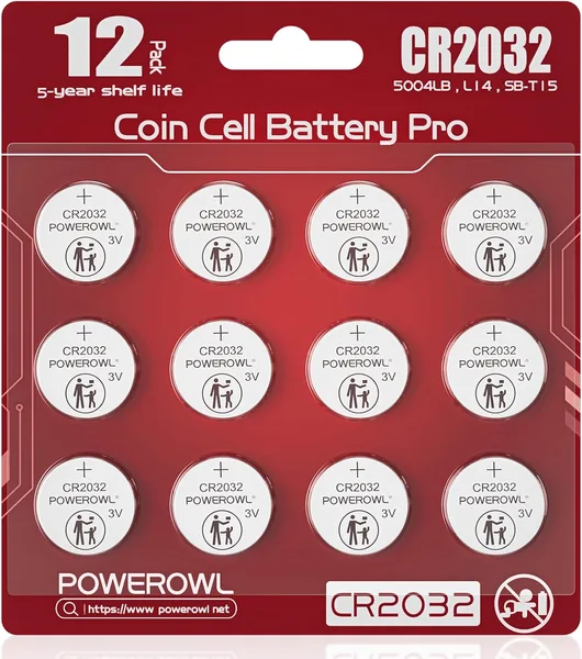 POWEROWL 12 Pcs Lithium Battery CR2032 3V