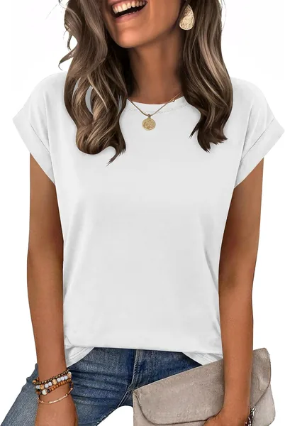 Zeagoo Womens Tops Summer Casual Cap Sleeve Tshirts Shirts