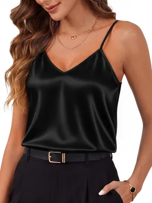 Silk Satin Tank Tops for Women Summer Sleeveless Camisoles