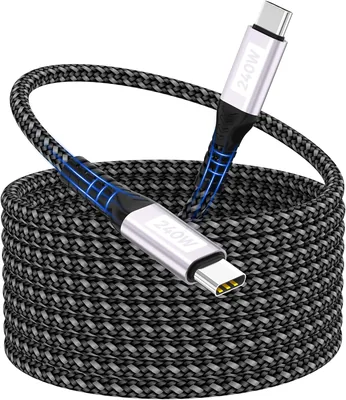 Kabel USB-C na USB-C, 3 m, 240 W, nylonowy, do szybkiego ładowania, kompatybilny z iPhone 17/16