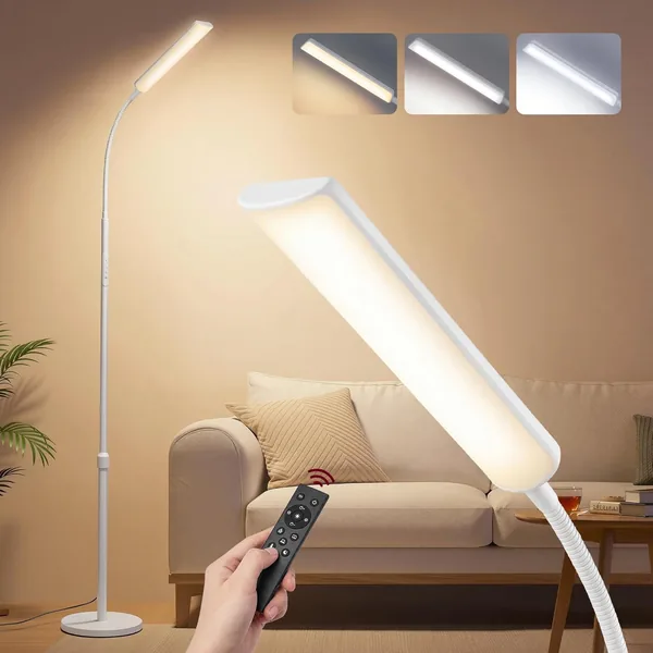 VASAGLE Floor Lamp, Height Adjustable 141-175 cm, Modern Lamp 15 W with 360 Flexible Head, Timer and Memory Function
