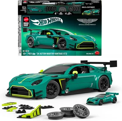 Mattel Brick Shop, Hot Wheels Aston Martin Vantage GT3 2024, Juguete de Construcción, Escala 1:16, Coche Diecast, Coleccionistas - Mejor Oferta