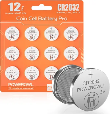 POWEROWL CR2032 Pilas de Botón de Litio 3V, Paquete de 12