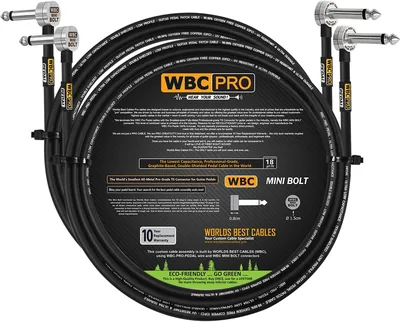 2 unidades - 91 cm - WBC-PRO-PEDAL - 22 AWG - Baja capacitancia (18pF/pie) - Grado profesional - Basado en grafito - Cable de