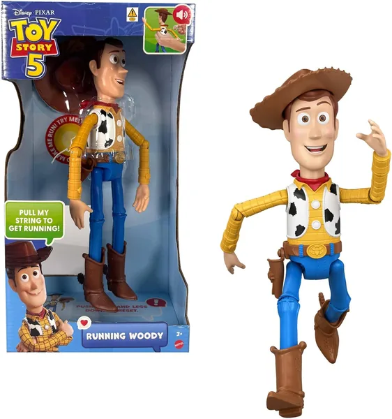 Mattel Disney Pixar Toy Story 5 Figura de Acción Woody Corredor con Más de 50 Frases y Sonidos del Películo, Verdadera al Cine