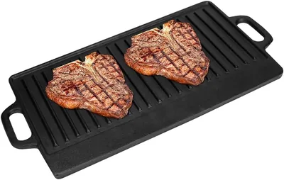 Cast Iron Grill Griddle Pan Double Sided Reversible Flat Grill Plate for Stove Top Gas Electric Induction Indoor BBQ Cooking - Best Deal