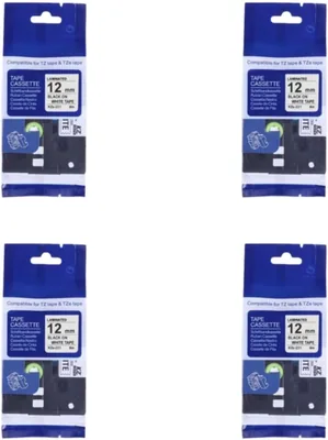 TZ-231 Label Tape 12mm - Black on White (4 Pack) Compatible Brother - Best Deal
