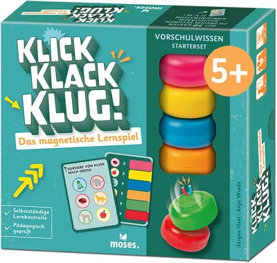 Moses Klick Klack Klug! - Das magnetische Lernspiel für Vorschüler, Starter-Set mit Magnet-Turm, pädagogisch getestet (42% Rabatt)