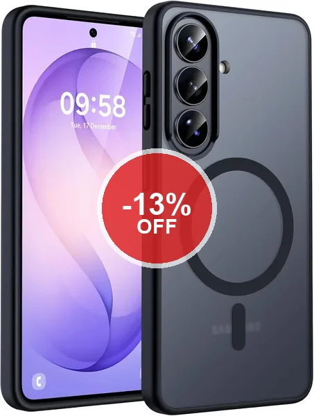 Étui magnétique Tocol pour Samsung Galaxy S26, 6.3 pouces, transparent mat, avec anneau magnétique - 13% de réduction