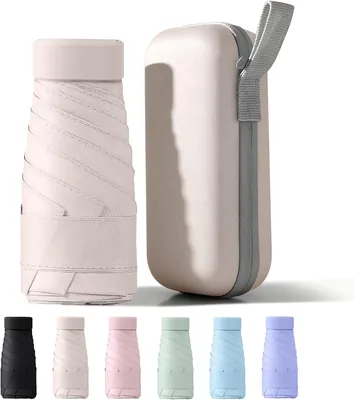 Parapluie de poche PHIEZC Mini Ultralégère, Pliable pour Voyage, Protection contre la Pluie et le Soleil UPF50+