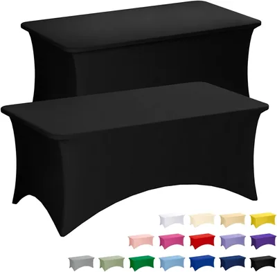 Fixwal 6FT Black Tablecloth Spandex Cover