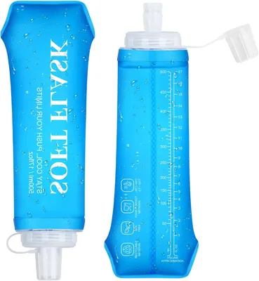 Euqvunn Bottiglia d'Acqua Pieghevole, 2 Pezzi, 500 ml, Senza BPA, Antileak, Pieghevole