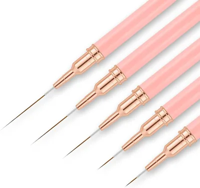 AYBUY 5 Nail Art Brush Set - Detaljbrusar för nagelkunst gel länga linjer fin detail Fransk manicur hemma eller i salon