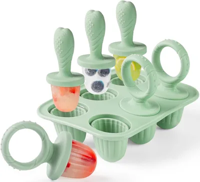 JRISBO Silikoniska iskalld moln för baby, 6x 18ml Mini Ismoln med Bissstickor för Barn och Smala Händer, BPA-Fritt