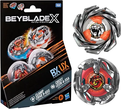 Beyblade X Clamp Crab 9-65S BX & Crest Leon 4-55A UX Dual Pack Set con 2 Top a Rotazione Destra, Giocattolo da Battaglia Top di Takara Tomy