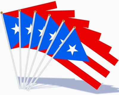 AhfuLife 15 Stück kleine Puerto Ricanische Fahnen für Dekoration, Mini Puerto Rico Handfestfahne mit 30 cm weißem Stock - Best Deal