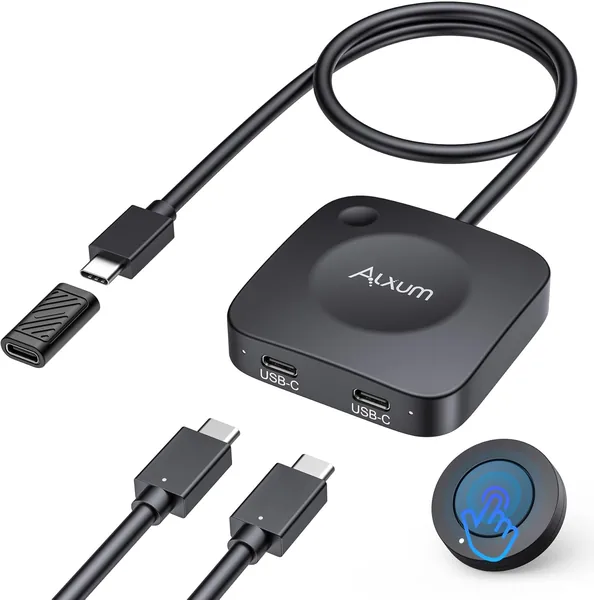 Alxum USB-C Unidirectional Switch 20Gbps for 2 Computers