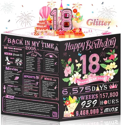 Awrmoo 18th Birthday Card - Rose Gold Pop Up