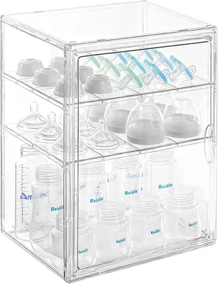 ERTIUANIO Baby Bottle Organizer, 3-Tier Acrylic Storage