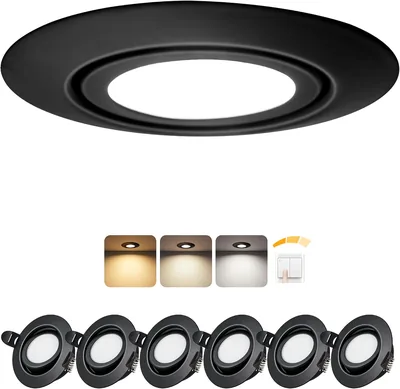 Laiebri LED Einbauleuchte, 230 V, dimmbar, 3 Stufen, 45° schwenkbar, Deckenleuchte, 6 W, 3CCT 3000K/4000K - 10% Rabatt