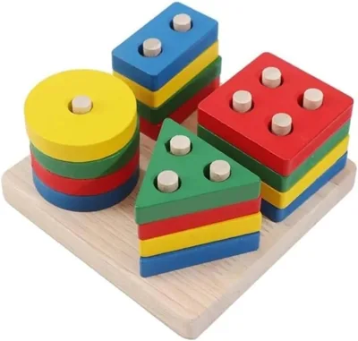 MEGASO Wooden Shape Sorter Toy - Educational Stacking Puzzle for Toddlers