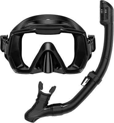 Tauchmaske mit Schnorchel-Set Erwachsene Ausrüstung gegen Wassereintritt und Nebelfreies Glas Panoramablick Trockener Deckel Schnorchel S